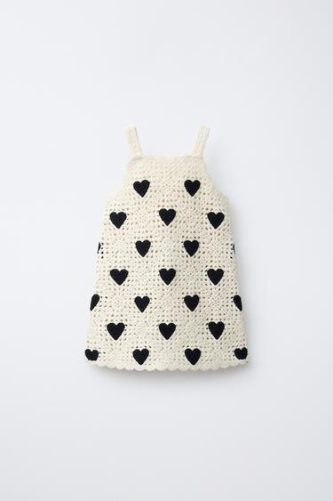 Zara Вязаное платье из кружева кроше с сердцами