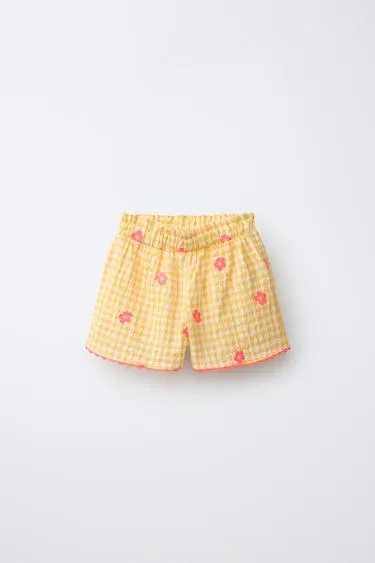 Шорты в клетку виши с вышивкой- Заказать в России