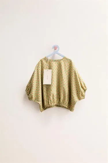 Zara Timeless — топ оверсайз с цветочным принтом из льна- Заказать в России