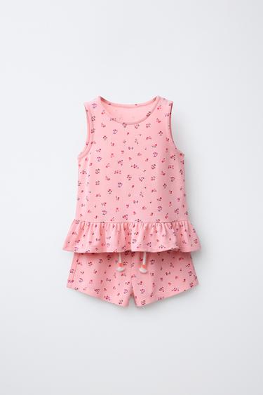 Zara Комплект из футболки и шортов с цветочным принтом купить с доставкой.