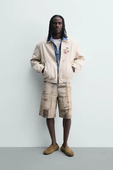 Шорты Baggy с абстрактным принтом- Заказать в России