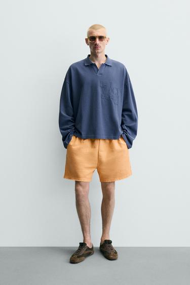 Zara Шорты-джоггеры  с эффектом потертости