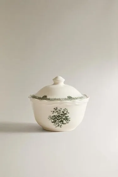 Цветочная керамическая сахарница