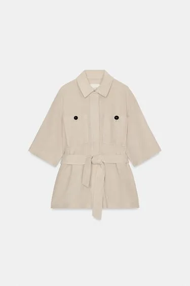 Куртка-сафари из льна с ремнем