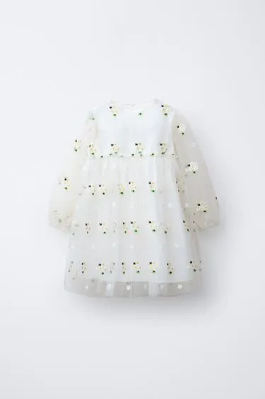 Платье из полупрозрачной ткани с вышивкой- Заказать в России