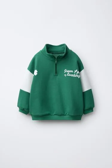 Толстовка с текстовым принтом и трилистником- Заказать в России