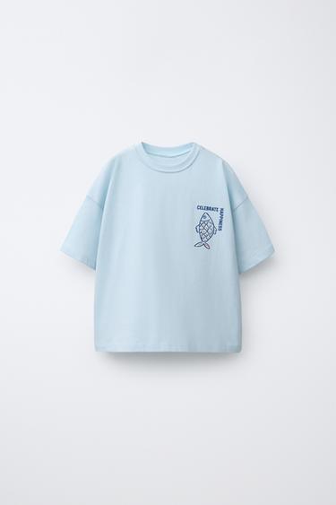 Zara Футболка с принтом «рыбы»