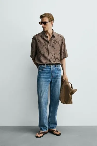 Рубашка струящегося кроя с абстрактным принтом- Заказать в России