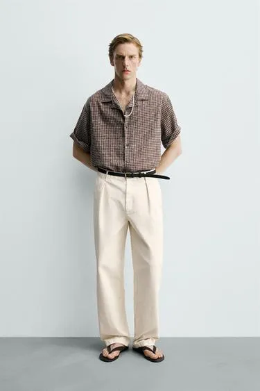 Рубашка Relaxed Fit жаккард в клетку- Заказать в России