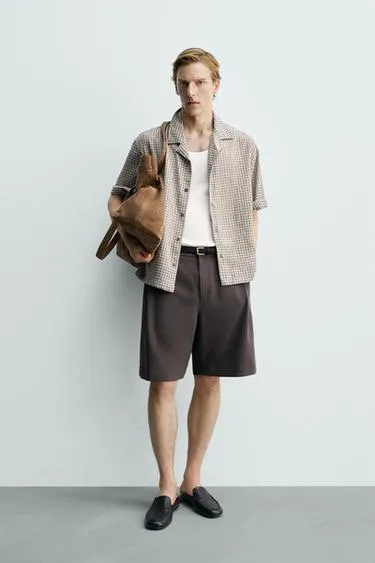 Рубашка Relaxed Fit жаккард в клетку- Заказать в России