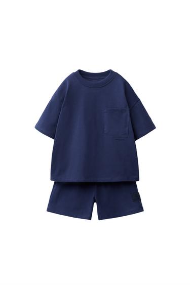 Zara Однотонные джоггеры из футболки и бермудов