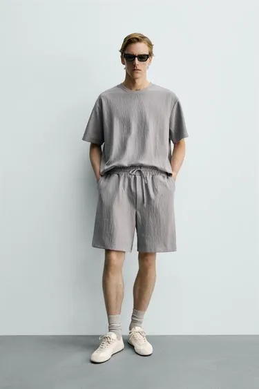 Шорты-джоггеры из рельефной ткани- Заказать в России