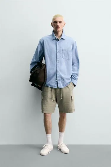 Шорты карго  с эффектом потертости- Заказать в России