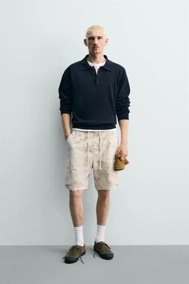 Шорты карго  с эффектом потертости- Заказать в России