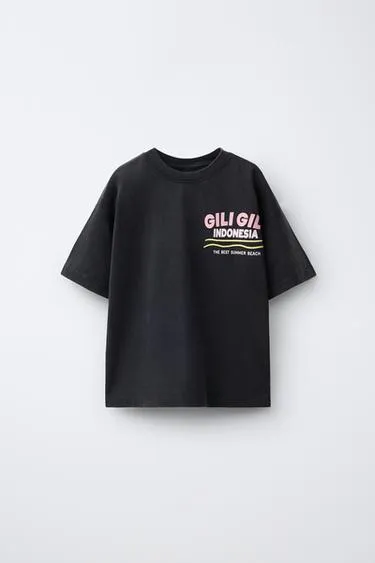 Футболка с эффектом потертости и надписью- Заказать в России