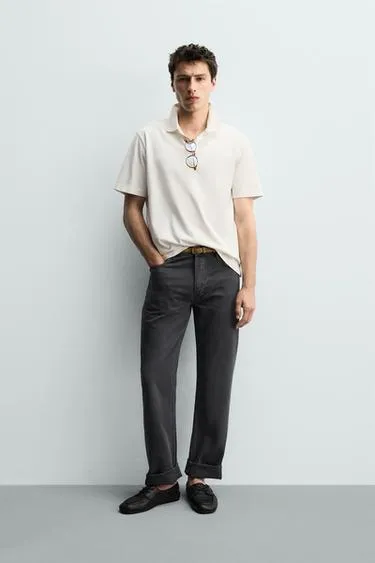 Поло Regular Fit с эффектом потертости- Заказать в России