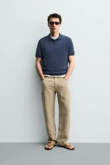 Поло из рельефного трикотажа с эффектом потертости- Заказать в России