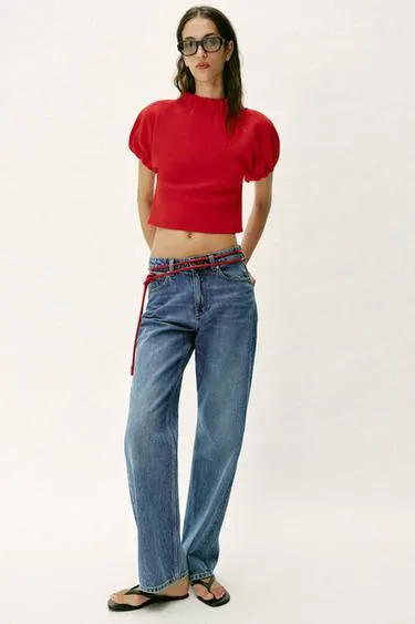 Трикотажный топ со сборками