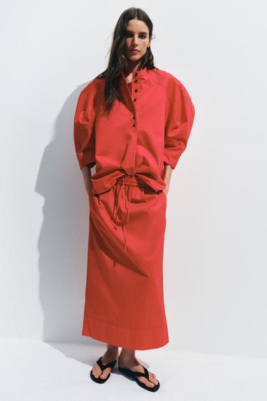 Zara Юбка миди из поплина — коллекция ZARA «ZW»