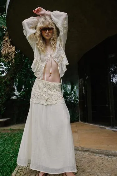 Юбка миди комбинированная крючком- Заказать в России