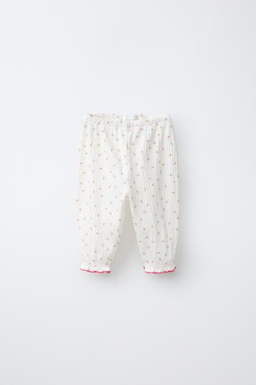 Zara Брюки с цветочным узором и текстурой