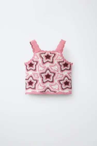 Топ из кружева кроше со звездами