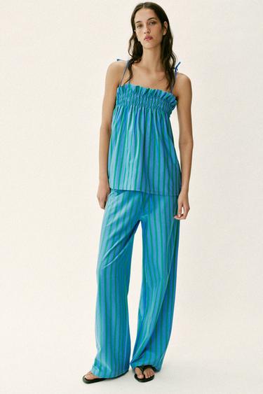 Zara Брюки палаццо в полоску