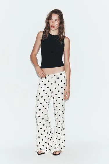 Атласные брюки в горошек на шнурке- Заказать в России