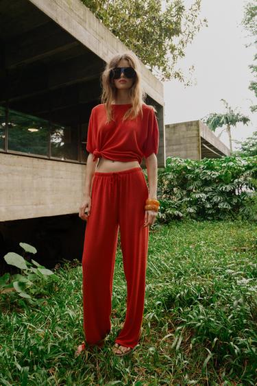 Zara Брюки  из ткани в деревенском стиле