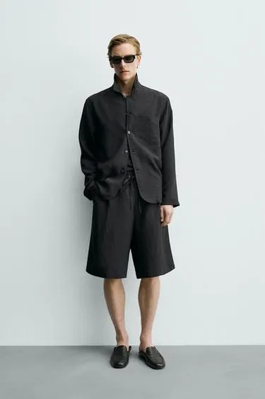 Куртка-рубашка из жаккарда в полоску