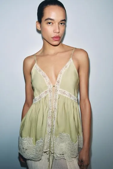 Топ в бельевом стиле с кружевом — Zw Collection- Заказать в России