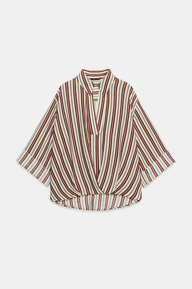 Zara Рубашка в полоску с объемным низом
