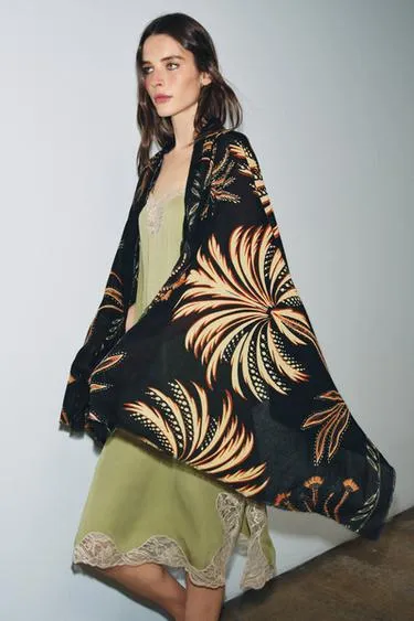 Шарф из льна с принтом- Заказать в России