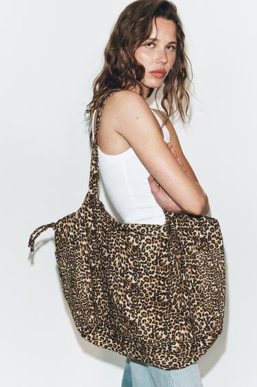 Zara Большая хлопковая сумка с анималистическим принтом купить с доставкой.