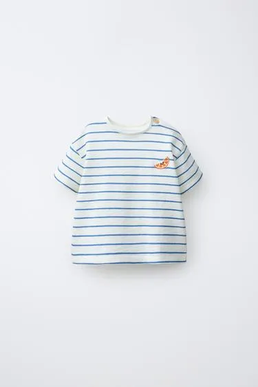 Майка в полоску с вышивкой «мандарин»- Заказать в России