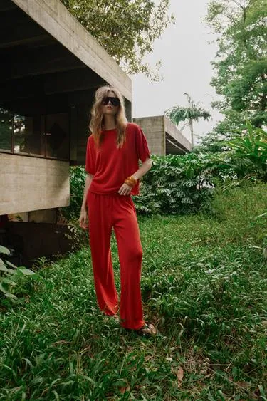 Zara Топ в стиле рустик с рукавами-крылышками