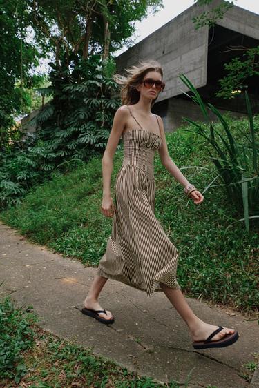 Платье в полоску из поплина- Заказать в России