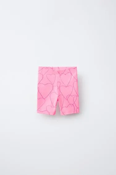 Легинсы-велосипедки в рубчик с сердечками- Заказать в России