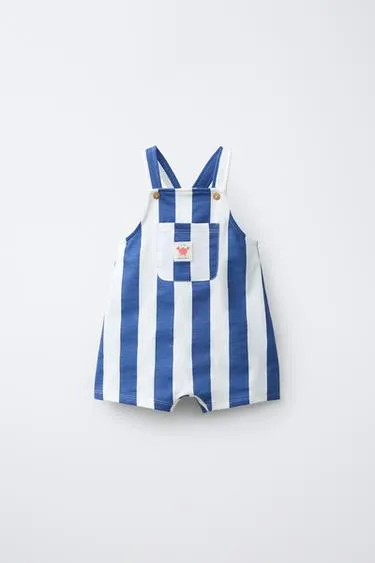 Короткий комбинезон в полоску с этикеткой краба- Заказать в России