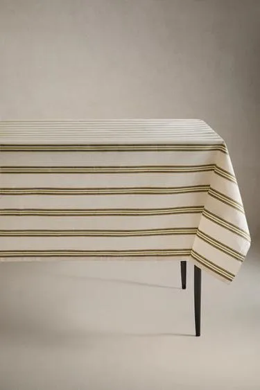 Скатерть из хлопка с смолистым покрытием и неровными полосами- Заказать в России