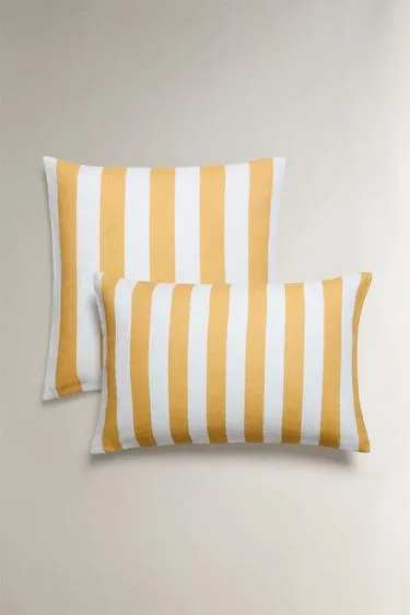 Чехол для подушки из льна в полоску