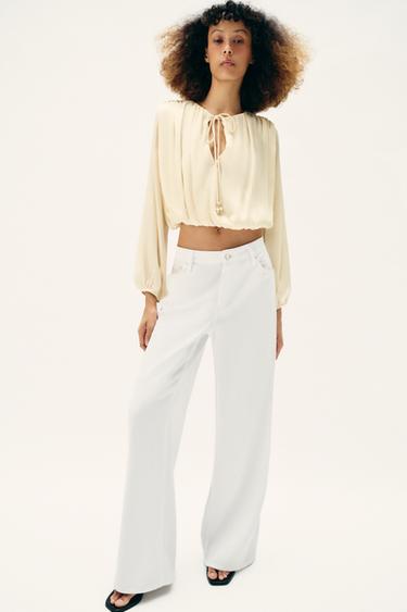 Zara Атласная блуза объемного кроя