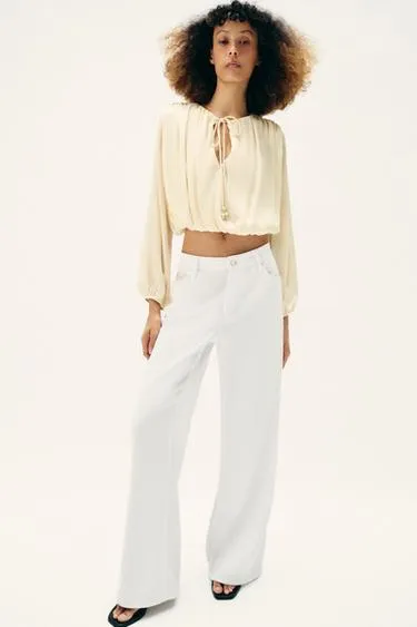 Атласная блуза объемного кроя- Заказать в России