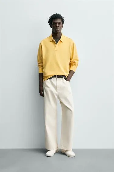 Поло пике стандартной посадки с эффектом потертости- Заказать в России