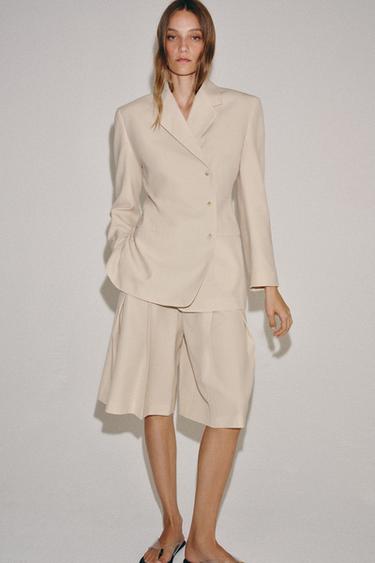 Zara Шорты с защипами из шерсти — коллекция ZARA «ZW» лимитированная серия купить с доставкой.
