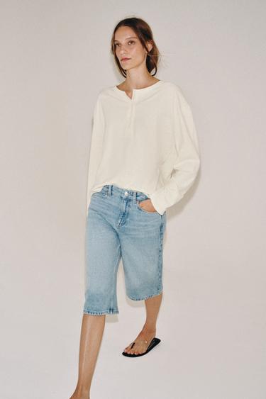 Zara Джинсовые шорты бермуды со средней посадкой — коллекция ZARA «ZW» купить с доставкой.