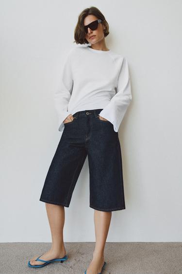 Zara Джинсовые шорты бермуды со средней посадкой — коллекция ZARA «ZW» купить с доставкой.