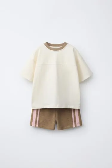 Комплект джоггинг: футболка и шорты из махровой ткани