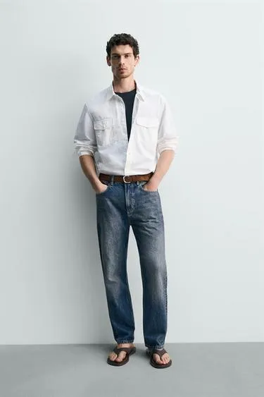 Рубашка из хлопка и лиоцелла с карманами