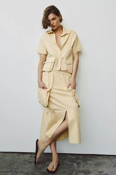 Юбка миди карго — коллекция Zara «Zw»- Заказать в России